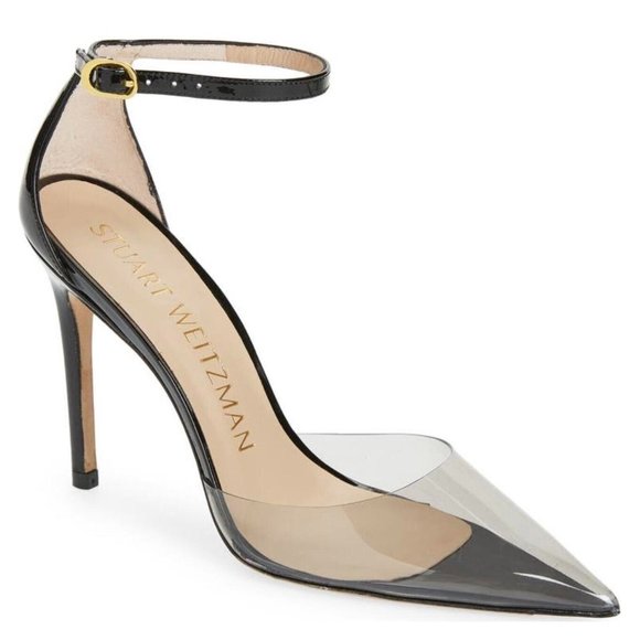 $550 STUART WEITZMAN Stuart 100 patent-leather PVC pumps BLACK 10 (DA19)